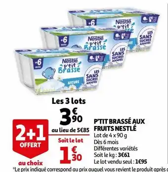 Auchan P'tit brassé aux fruits nestlé offre