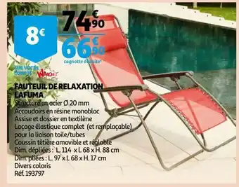 Auchan Fauteuil de relaxation lafuma offre