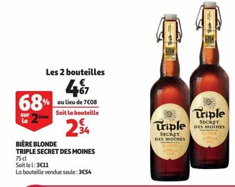 Auchan Supermarché Bière blonde triple secret des moines offre
