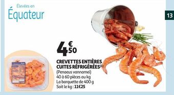 Auchan Supermarché Crevettes entières cuites réfrigérées offre