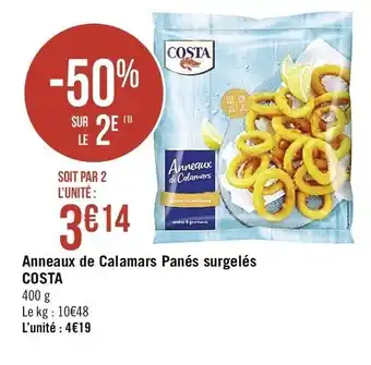 Anneaux de Calamars Panés surgelés Costa