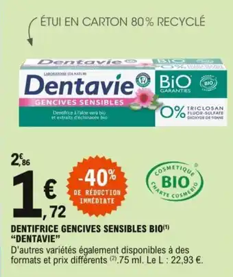 Dentifrice gencives sensibles bio "dentavie"
