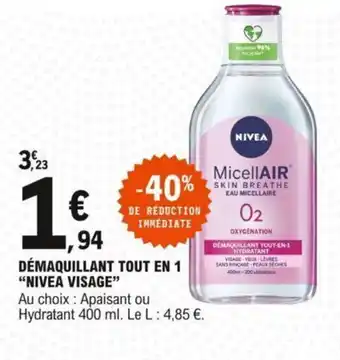 E.Leclerc Démaquillant tout en 1 "NIVEA VISAGE" offre