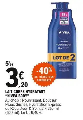 E.Leclerc Lait corps hydratant "NIVEA BODY" offre
