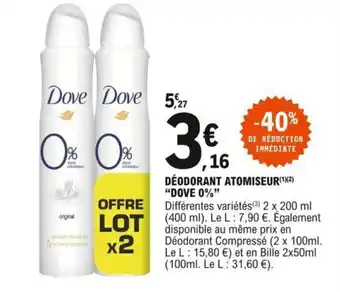 E.Leclerc Déodorant atomiseur "DOVE 0%" offre