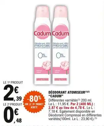 E.Leclerc Déodorant atomiseur "CADUM" offre