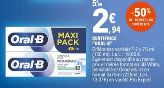 E.Leclerc Dentifrice "ORAL-B" offre