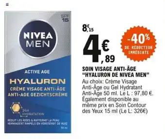 E.Leclerc Soin Visage Anti-âge Hyaluron d Nivea Men offre