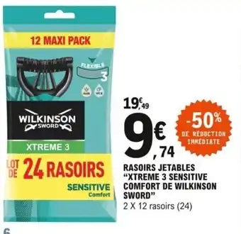 E.Leclerc Rasoirs Jetables Xtreme 3 Sensitive Comfort de Wilkinson Sword offre