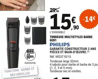 E.Leclerc Philips Tondeuse Multistyles Barbe Gen1 offre