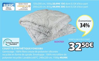 JYSK Couette synthétique fondsbu offre