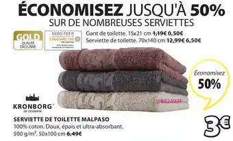 JYSK KRONBORG serviette de toilette malpaso offre