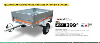 Feu Vert Erdé classic remorque eco 150 offre