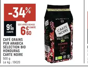Spar Carte noire café grains pur arabica sélection bio honduras offre