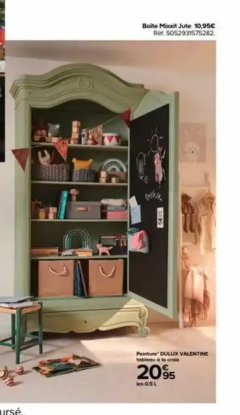Castorama Boite mixxit jute 10,95€ ref. 5052931575282. withe c peinture dulux valentine tableau a la craie 2095 les 0,5l offre