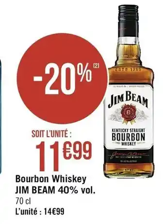 Géant Casino Bourbon Whiskey Jim Beam 40% vol offre