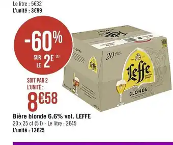 Géant Casino Bière blonde 6.6% vol. Leffe offre
