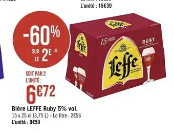 Géant Casino Bière Leffe Ruby 5% vol offre