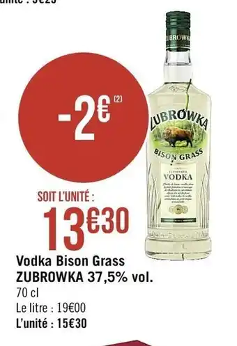 Géant Casino Vodka Bison Grass Zubrowka 37,5% vol offre