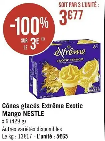Casino Supermarchés Cônes glacés extrême exotic mango NESTLE offre