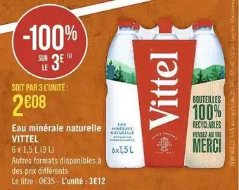 Casino Supermarchés Eau minérale naturelle VITTEL offre