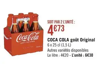 Casino Supermarchés COCA COLA goût original 6 x 25 cl (1,5 L) offre