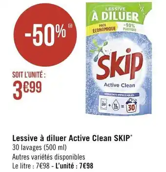 Casino Supermarchés Lessive à diluer active clean SKIP offre