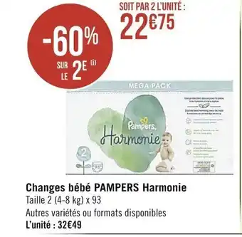 Casino Supermarchés Changes Bébé Pampers Harmonie offre