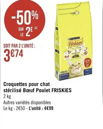 Casino Supermarchés Croquettes Pour Chat Stérilisé Bœuf Poulet Friskies offre