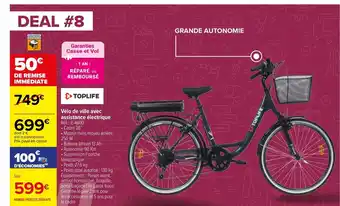 Carrefour Market Toplife Vélo de Ville Avec Assistance électrique offre