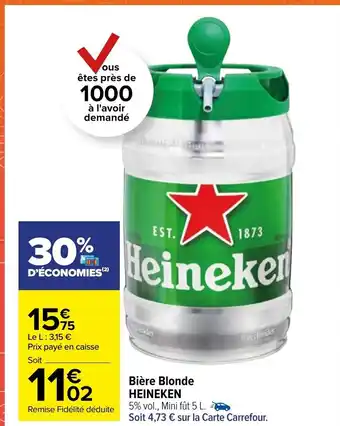 Carrefour Market Bière Blonde Heineken offre