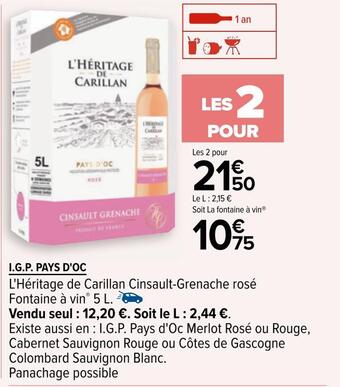 Carrefour L'héritage de carillan i.g.p. pays d'oc offre