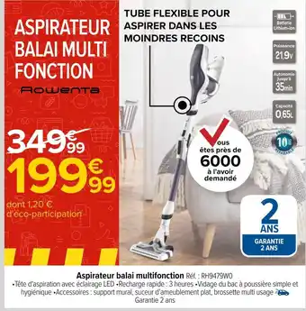 Carrefour Rowenta aspirateur balai multifonction offre