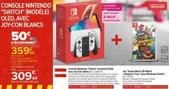 Carrefour Nintendo switch console nintendo "switch" (modèle) oled, avec joy-con blancs + jeu "super mario 3d world + bowser's fury" pou offre