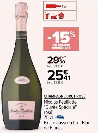 Carrefour Nicolas feuillatte champagne brut rosé offre