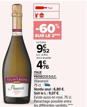 Carrefour Vilaveroni italie prosecco d.o.c offre
