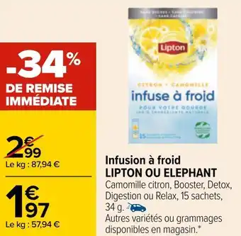 Carrefour Lipton ou elephant infusion à froid offre