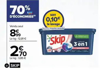 Carrefour Skip lessive capsules 3 en 1 offre