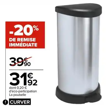Carrefour Curver poubelle à pédale 40 l métal offre