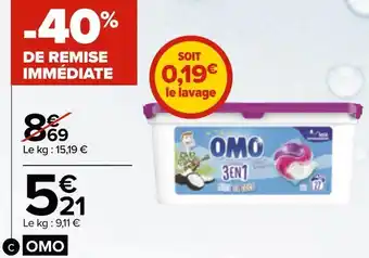 Carrefour Omo lessive capsules 3 en 1 offre