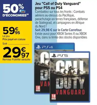 Carrefour Jeu call of duty vanguard pour ps5 ou ps4 offre
