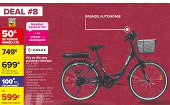 Carrefour Market Toplife vélo de ville avec assistance électrique offre