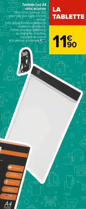 Carrefour Tablette led a4 rétro éclairée offre