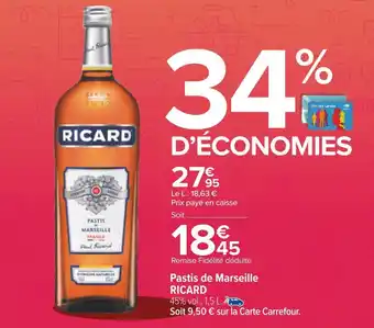Carrefour Ricard pastis de marseille offre