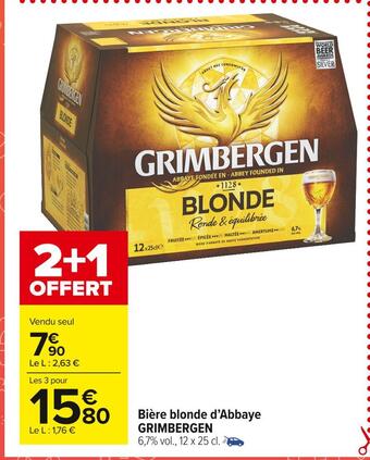 Carrefour Market Grimbergen bière blonde d’abbaye offre