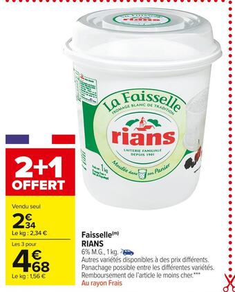 Carrefour Market Rians faisselle offre