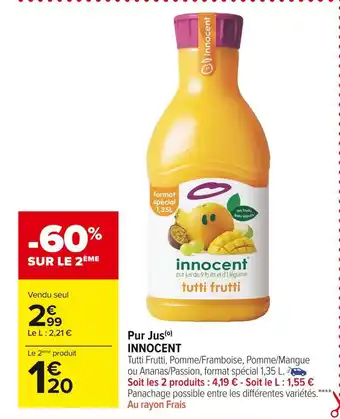 Carrefour Market Innocent pur jus offre
