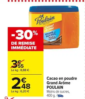 Carrefour Market Poulain cacao en poudre grand arôme offre