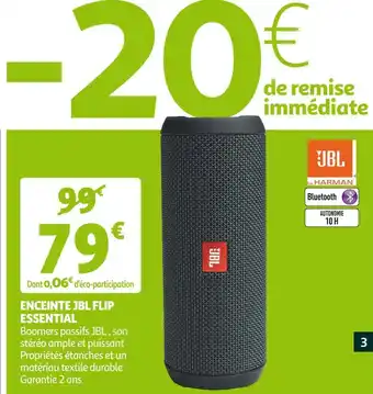 Auchan Jbl enceinte flip essential offre