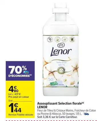 Carrefour Market Lenor assouplissant selection florale offre